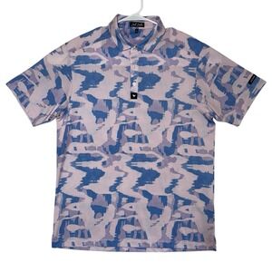 Bad Birdie Golf Polo Shirt Mens Size Large Purple Blue Geometric Performance